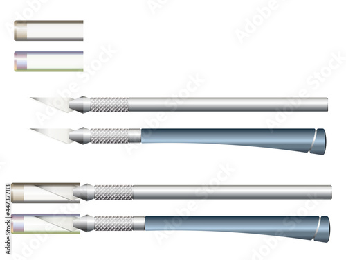 Set of modelling knives with plastic and metal handles