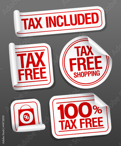 Tax free shopping stickers set