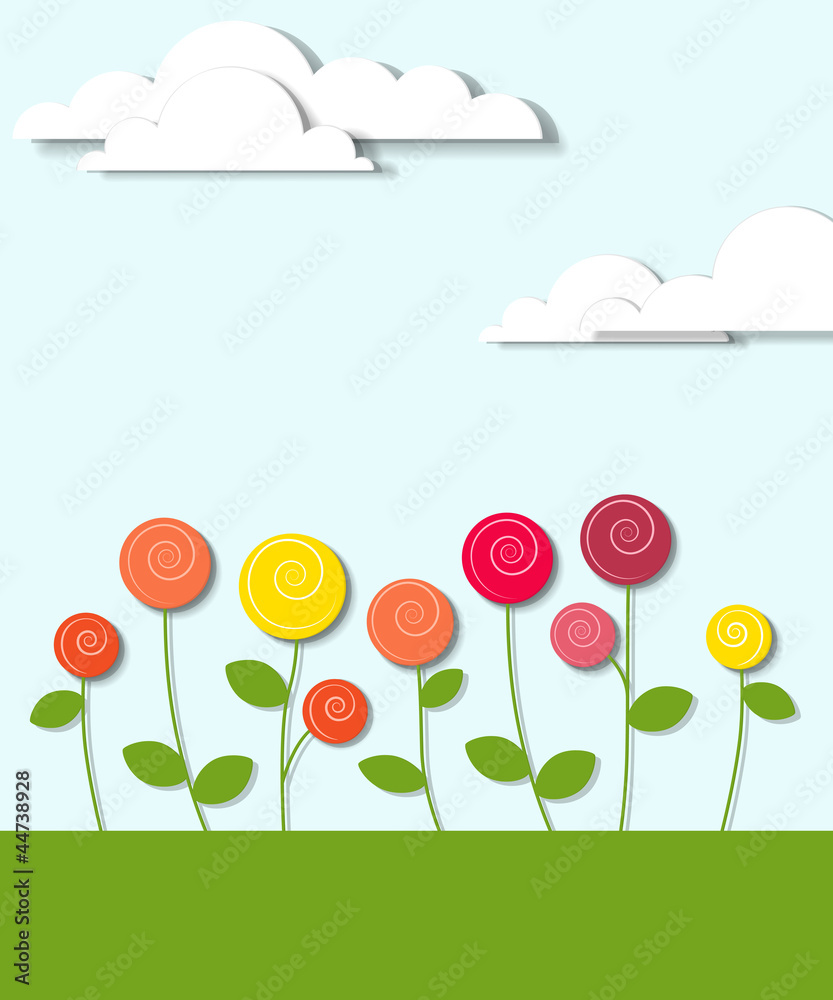 Fototapeta premium flowers and clouds