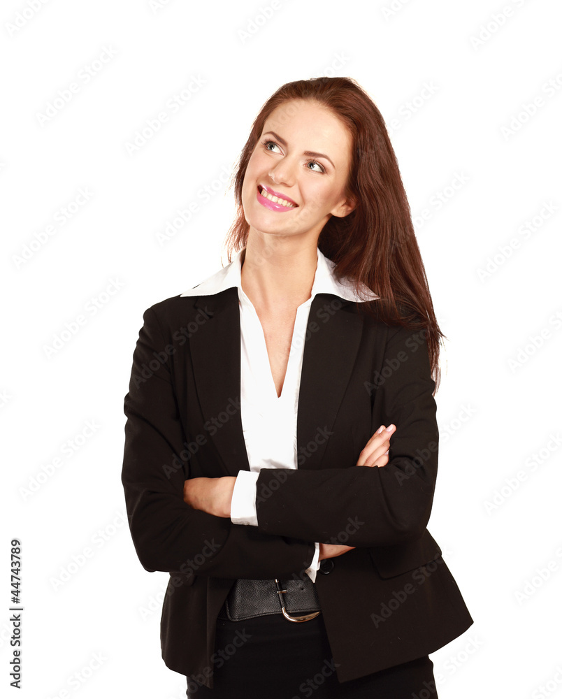 A beautiful woman standing with her arms crossed A beautiful woman standing with her arms crossed