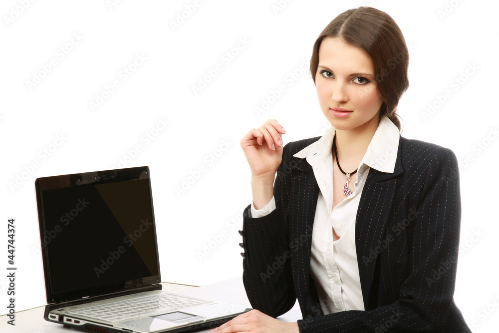 A young woman sitting with a laptop A young woman sitting with a laptop