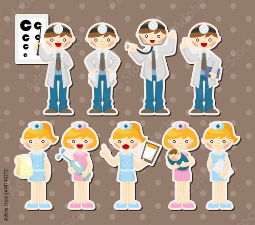 cartoon doctor and nurse stickers