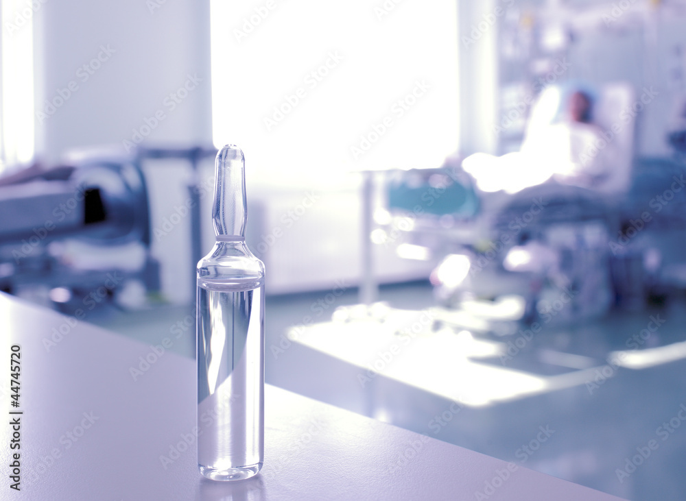 in the hospital. Ampoule against the hospital room. in the hospital. Ampoule against the hospital room.