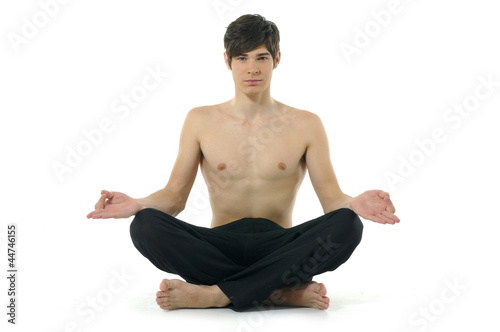 Yoga male isolated on white