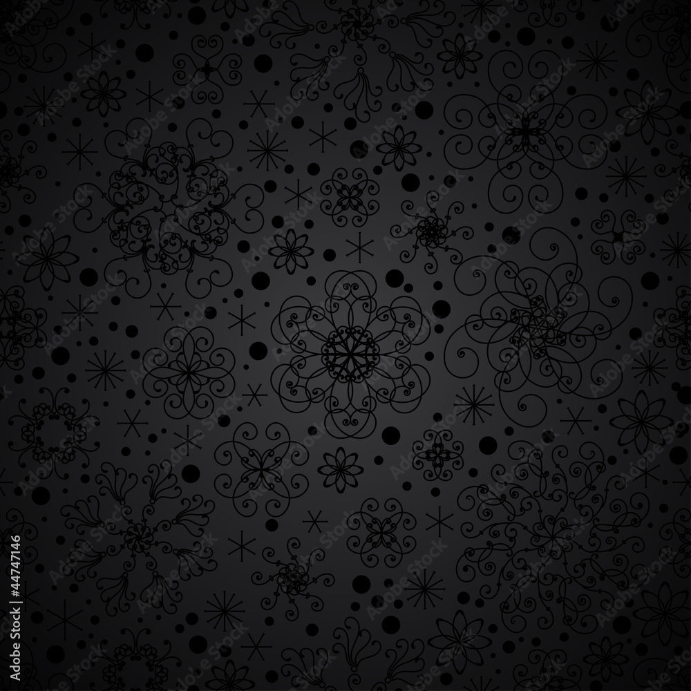 Black seamless snowflakes pattern