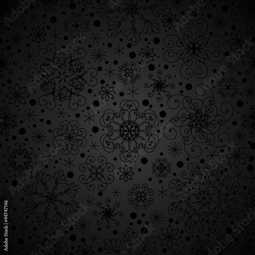 Black seamless snowflakes pattern