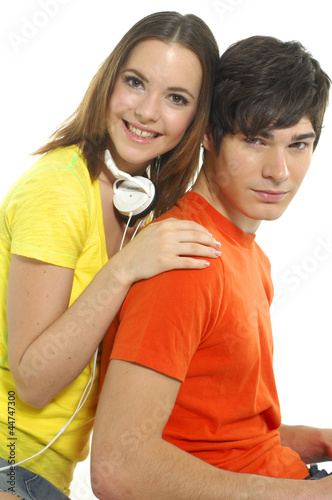 Young love couple smiling. Over white © newvave