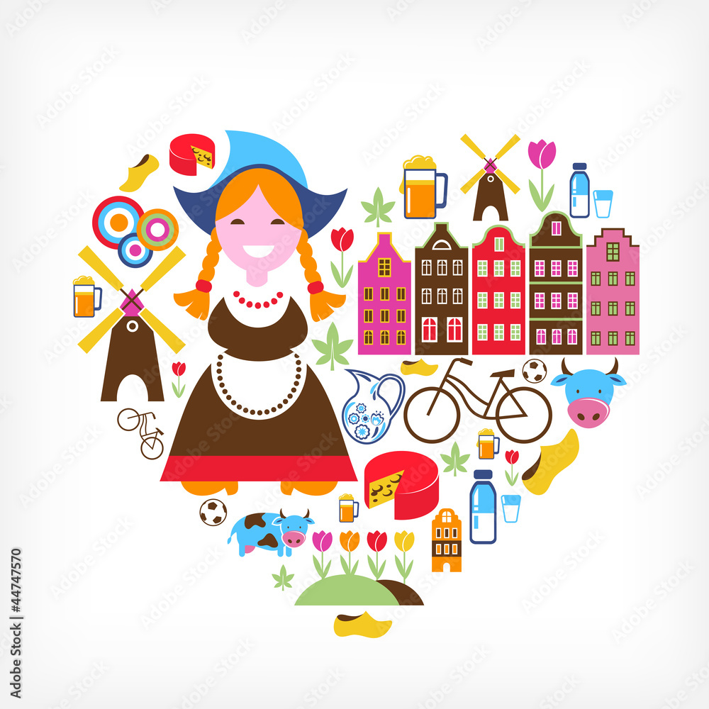 Heart with Netherlands vector icons
