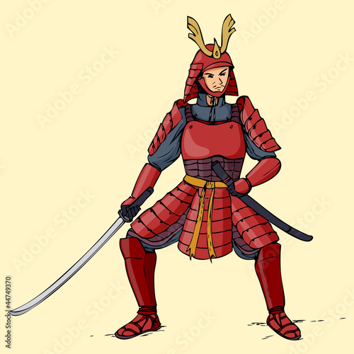 Illustration of an armored samurai