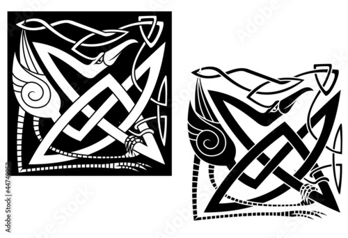 Heron on celtic ornament