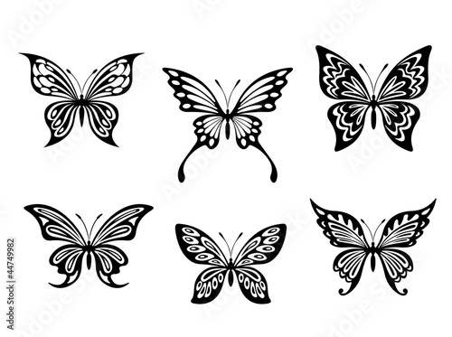 Black butterfly tattoos and silhouettes © Vector Tradition