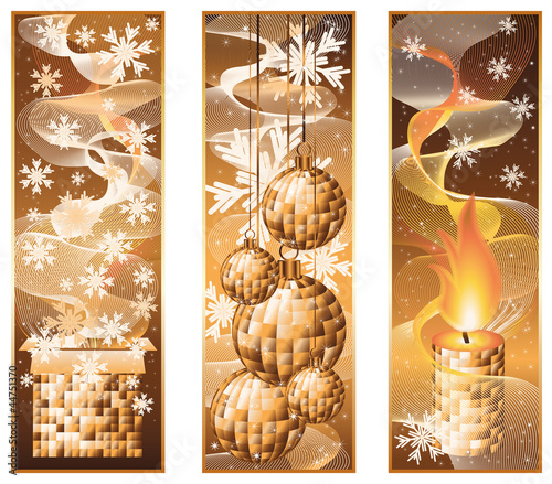 Set vertical christmas banners, vector illustration