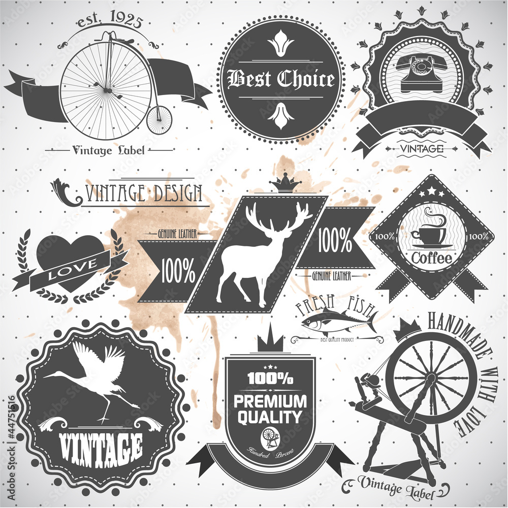 Fototapeta premium set of vintage labels and stamps