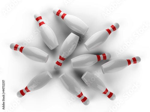 3D Bowling pin on white background