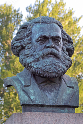 A bronze sculpture by Karl Marx in St. Petersburg, Russia