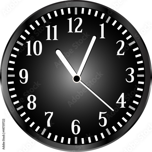 silver wall clock with black face. vector