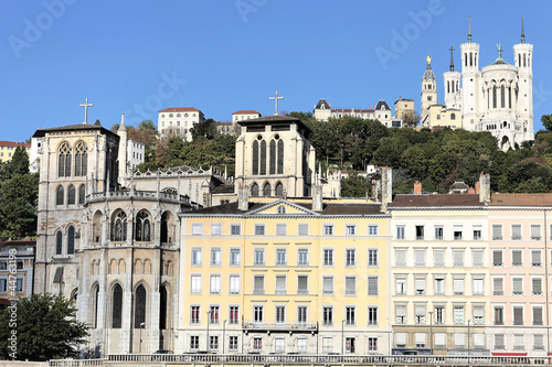 Lyon city with famous basilica