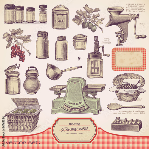 vector set: preserves and homemade food photo