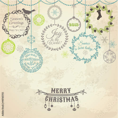 Vintage Christmas Card - for design and scrapbook - in vector