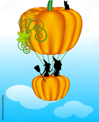 Witches on the hot air balloon