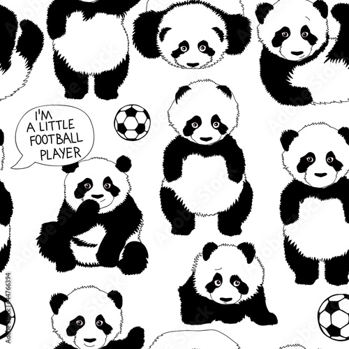 I'm a little football player / Children's pattern with panda