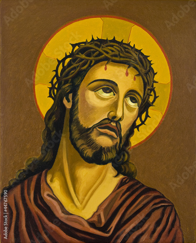 Detailed painting of Jesus Christ with crucifix