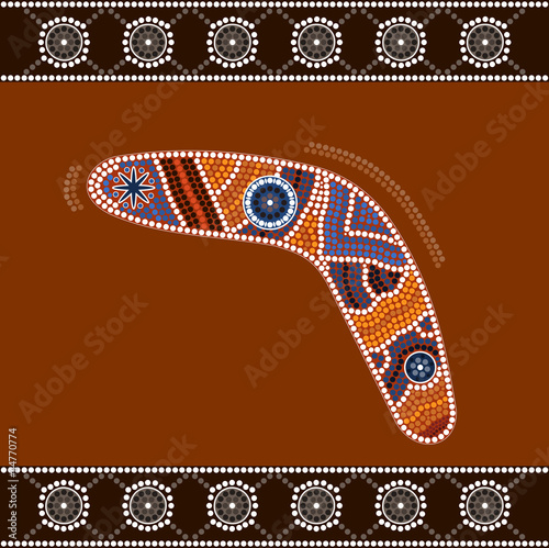 A illustration based on aboriginal style of dot painting depicti