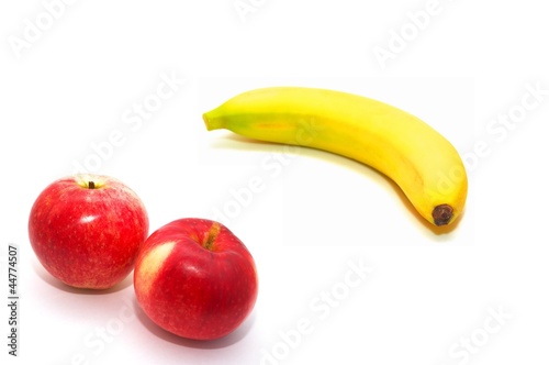 Banana and red apples