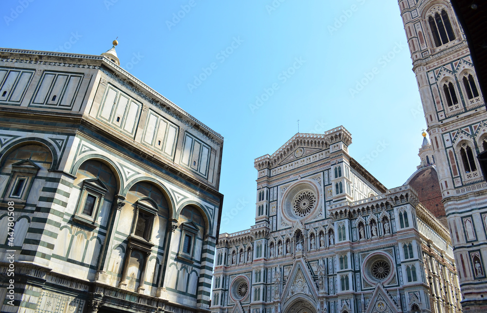 Facade of Duomo, Bell Tower and Baptistry of Florence