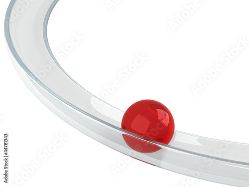 red ball rolling down on the helix tray photo