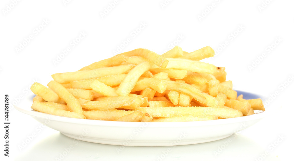 Potatoes fries in the plate isolated on white Potatoes fries in the plate isolated on white