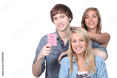 Young people with a French driving license photo