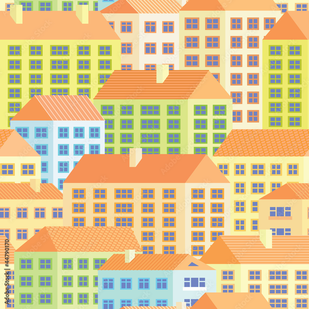 Colorful houses - seamless pattern Colorful houses - seamless pattern