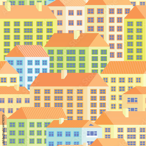 Colorful  houses - seamless pattern © Sonyara