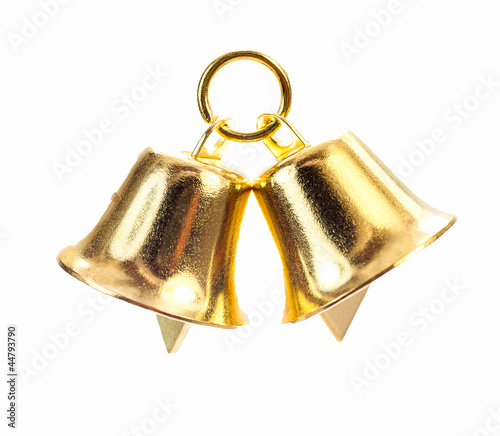 Golden bell on white background