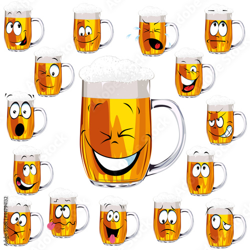 Mug fresh beer cartoon with cap of foam