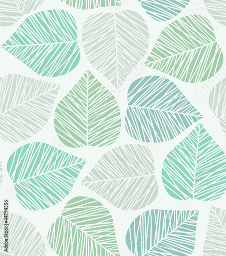 Seamless stylized leaf pattern. Vector illustration