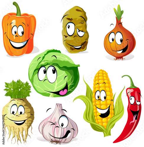 funny vegetable and spice cartoon