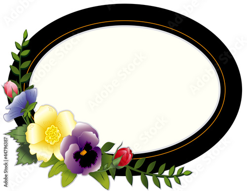 Picture Frame, copy space, vintage style with pansies, roses