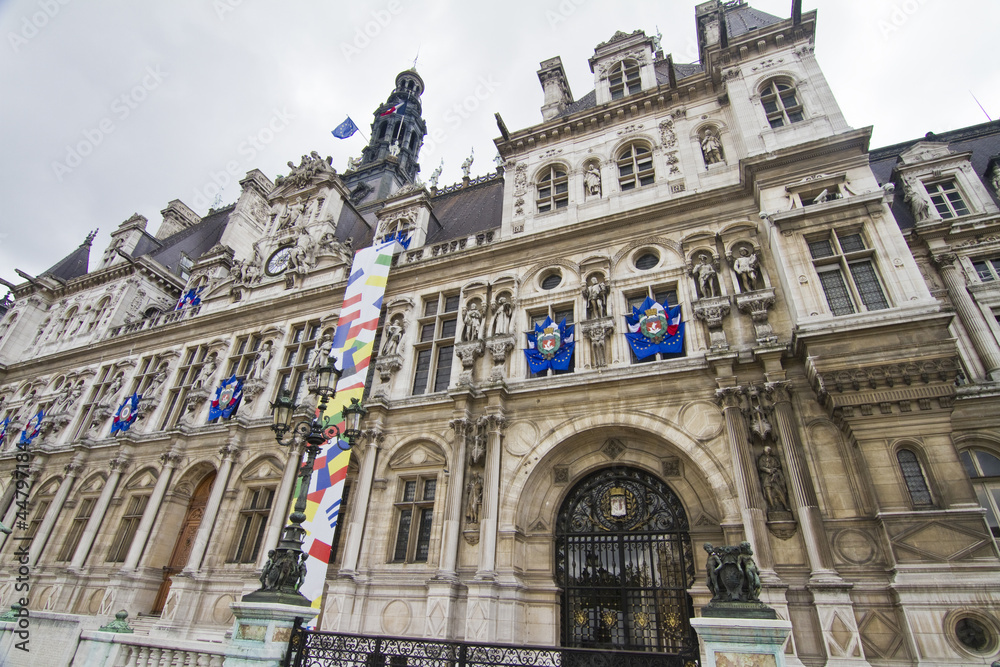 Obraz premium Hotel de Ville building, Paris, France