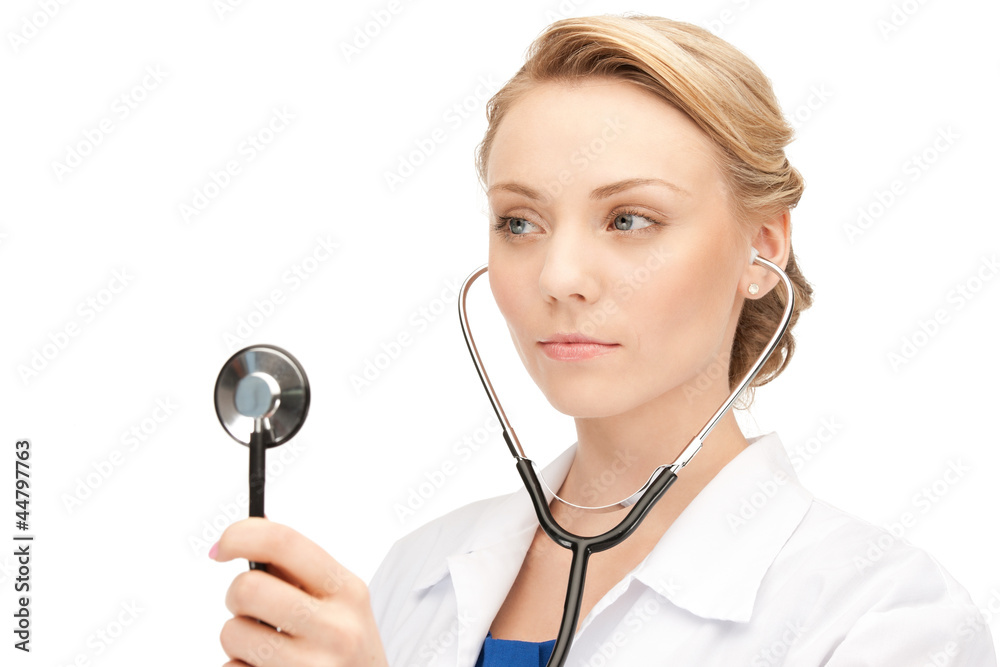 attractive female doctor with stethoscope attractive female doctor with stethoscope