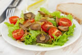 salad with fried champignon with tomato