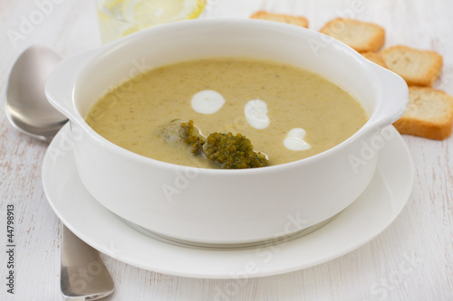 broccoli vegetable soup in the bowl