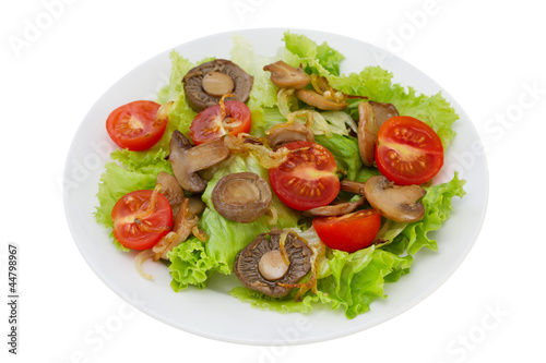 salad with fried champignon with tomato