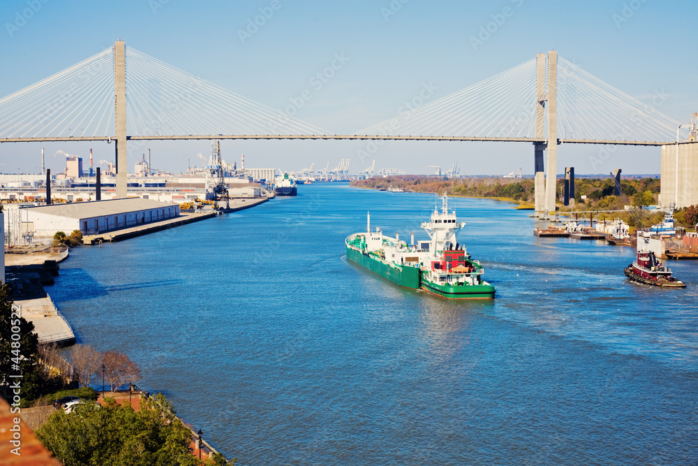 Ship entering port of Savannah