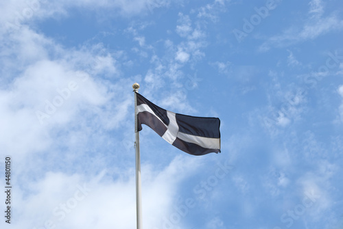 Cornish Flag waving in wind