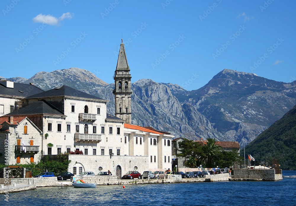 Beautiful view of Perast, town in Boka Kotorska bay