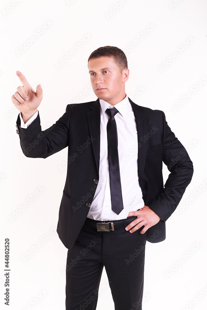 Business man pointing something Business man pointing something