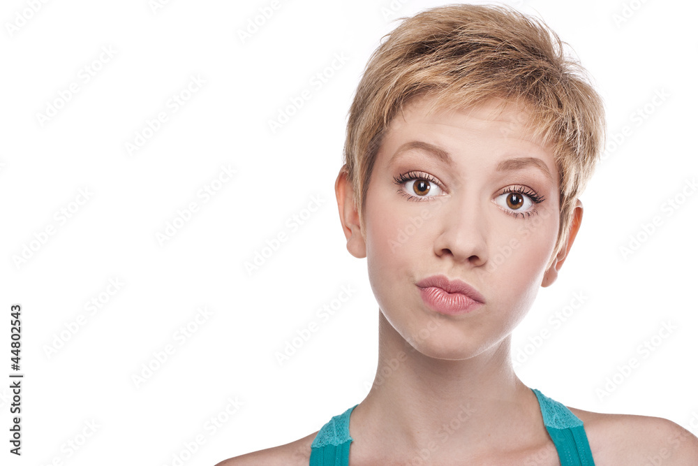 Portrait of a beautiful female model on white background Portrait of a beautiful female model on white background
