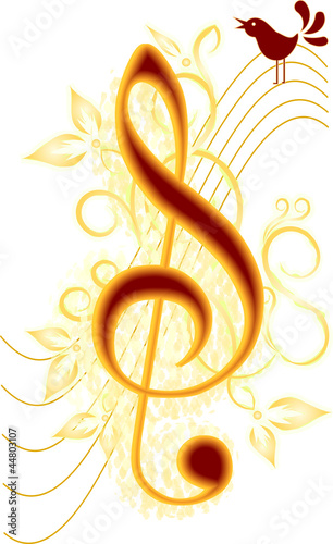 Abstract musical background with treble clef.